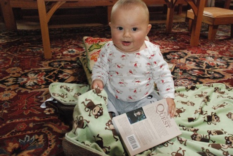 My grandson Asher reading Red Willow's Quest